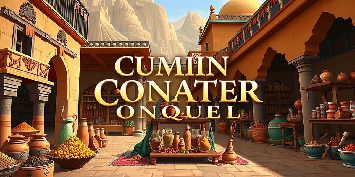Cumin Master Conquest Official Cover Cumin Master Conquest game cover showing ancient Indian spice market with various spices